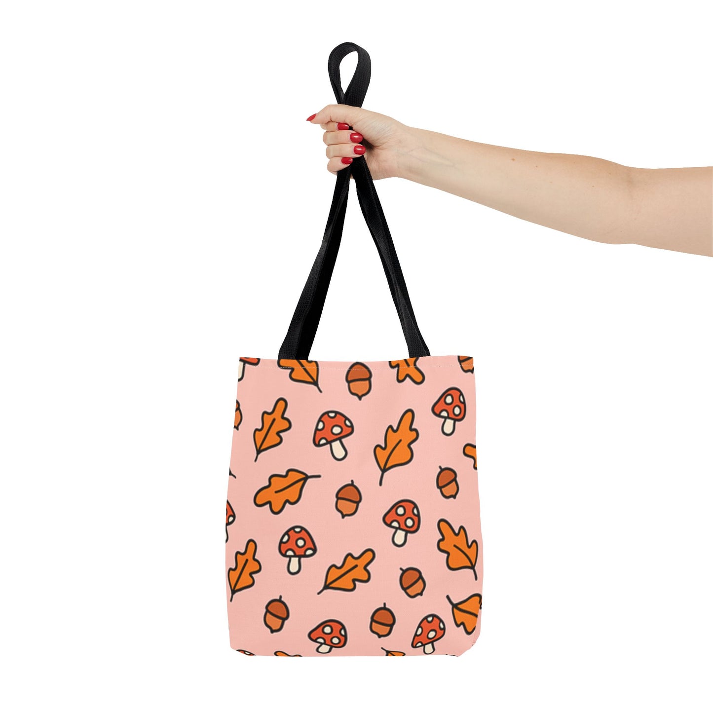Autumn Vibes Tote Bag - Cute Mushroom and Leaf Design