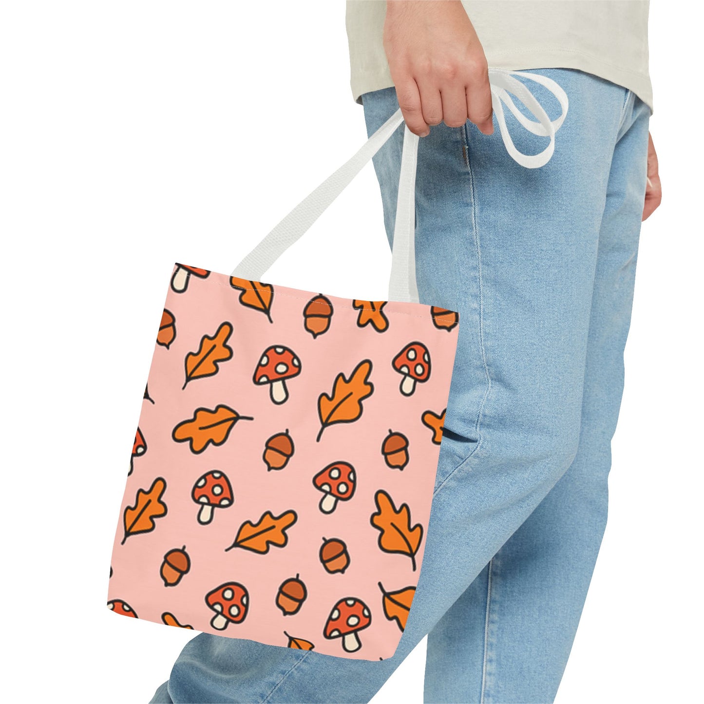 Autumn Vibes Tote Bag - Cute Mushroom and Leaf Design