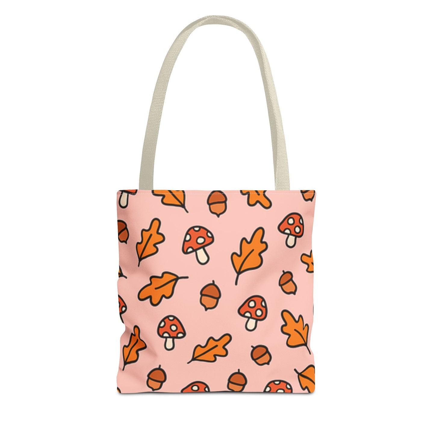 Autumn Vibes Tote Bag - Cute Mushroom and Leaf Design