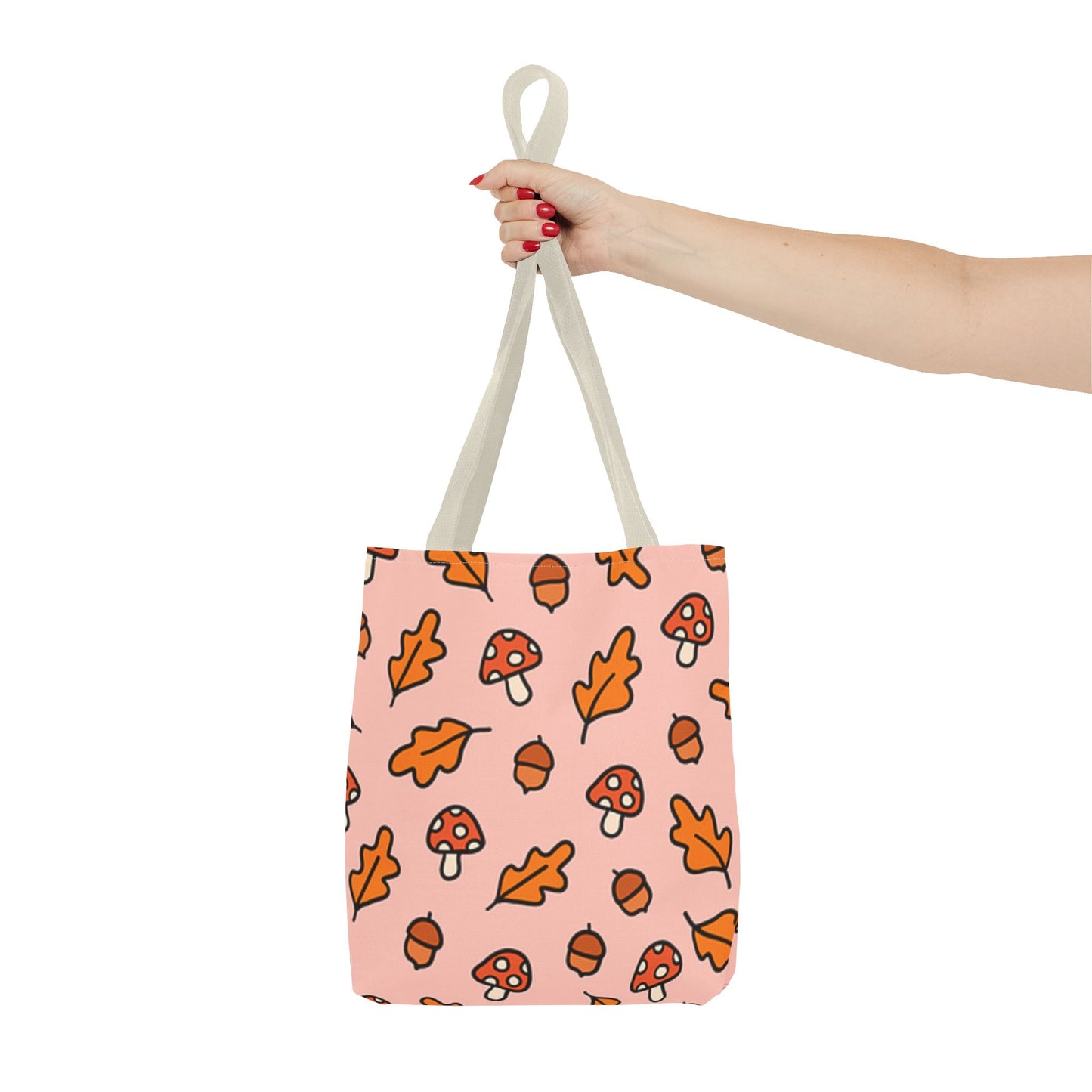 Autumn Vibes Tote Bag - Cute Mushroom and Leaf Design