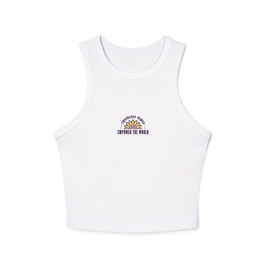 Empower the World White Micro Rib Racer Tank Top for Women